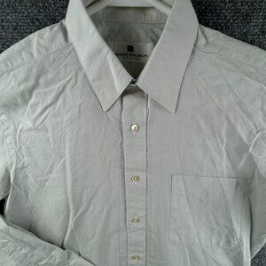 Pierre Balmain Paris Gray 37-78 Button Up Long Sleeve Shirt Cotton Blend Point